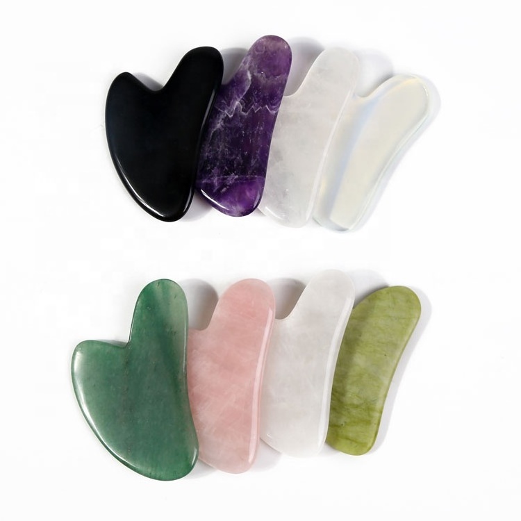 Crystal Gemstone Board White Jade Stone Facial Scraping Massage Tool Rose Quartz Gua Sha