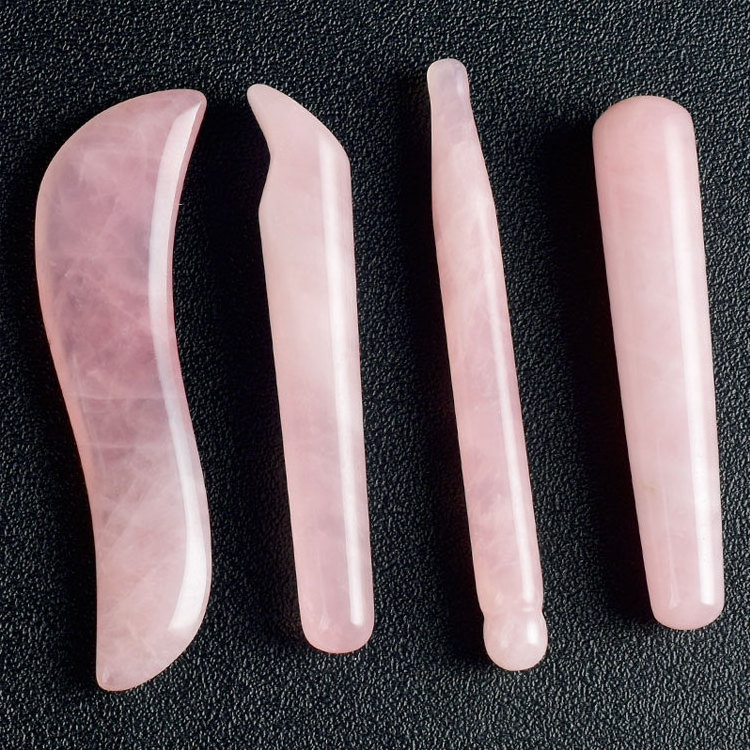 pink crystal fish rose quartz jade scraper roller plates guasha massager