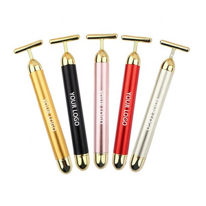 Private Label Skin Care Device Lip Roller Eye Wand Gold Energy Beauty Bar Electric Face Massager Vibrating Facial Lifting Tool