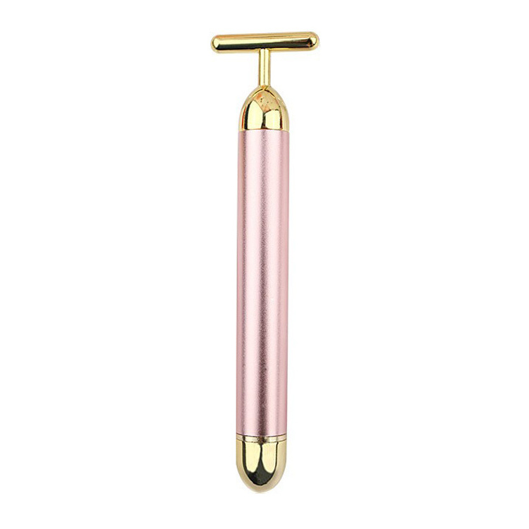 Private Label Skin Care Device Lip Roller Eye Wand Gold Energy Beauty Bar Electric Face Massager Vibrating Facial Lifting Tool