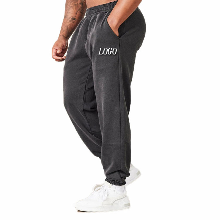 Custom Logo Sportswear 100% Cotton Heavyweight Men's Acid Wash Sweatpants Running Sports Gym Joggers