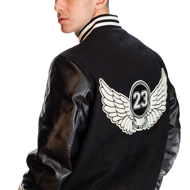 Wholesale Chenille Patches Mens Letterman Jacket Varsity Jackets With Leather Sleeve