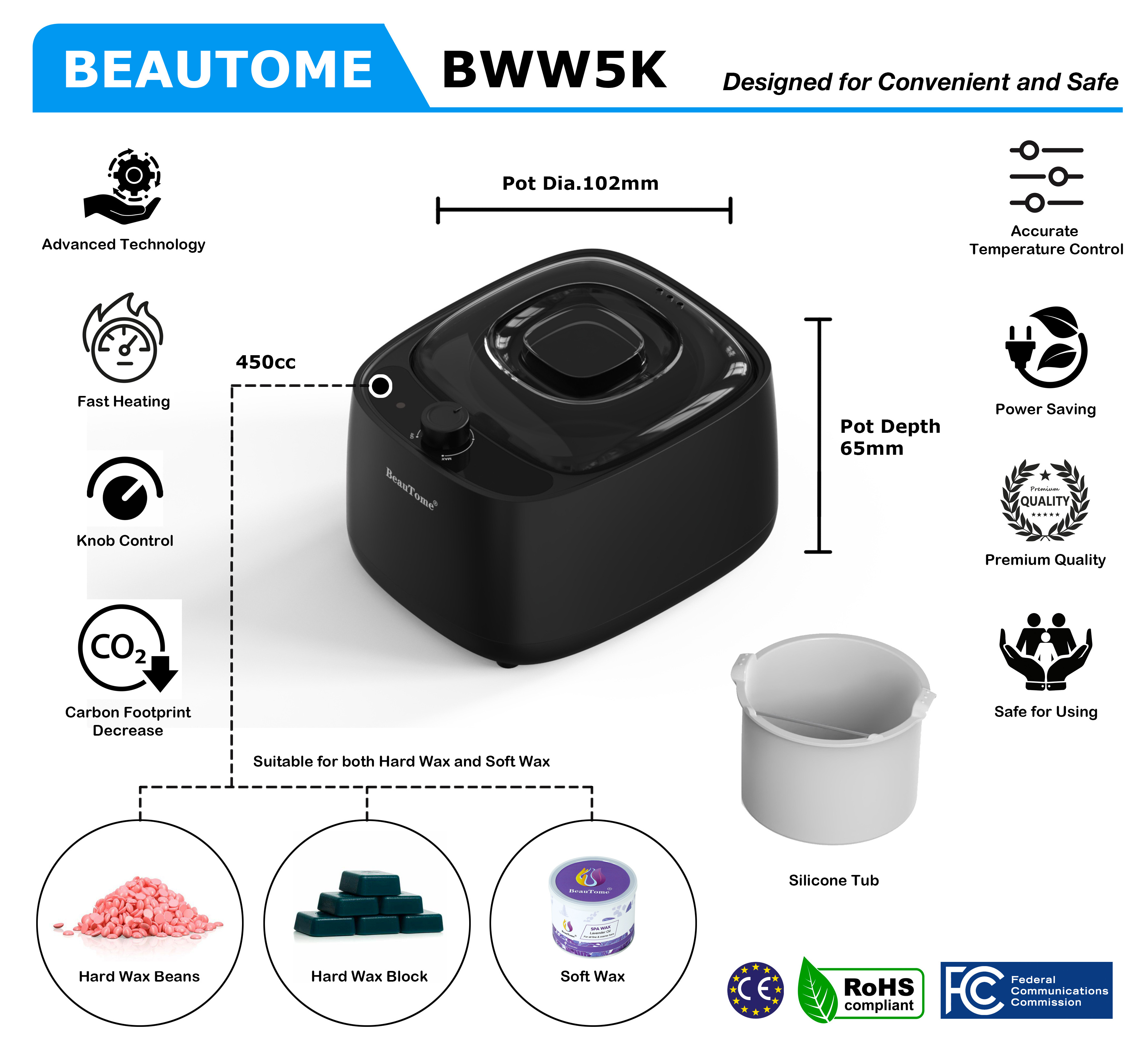 Professional factory double paraffin heater 450ml wax warmer with a cheap price