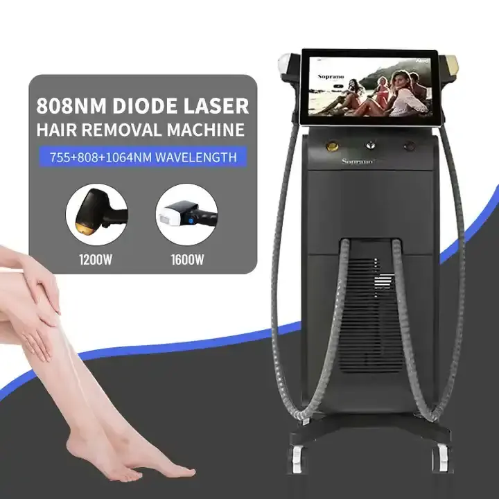 1200W 2 handles Painless Hair Removal 808nm Diode 2 in 1 808 Diode Laser Hair Removal Machine 15.6 inch Screen diode laser 755 8