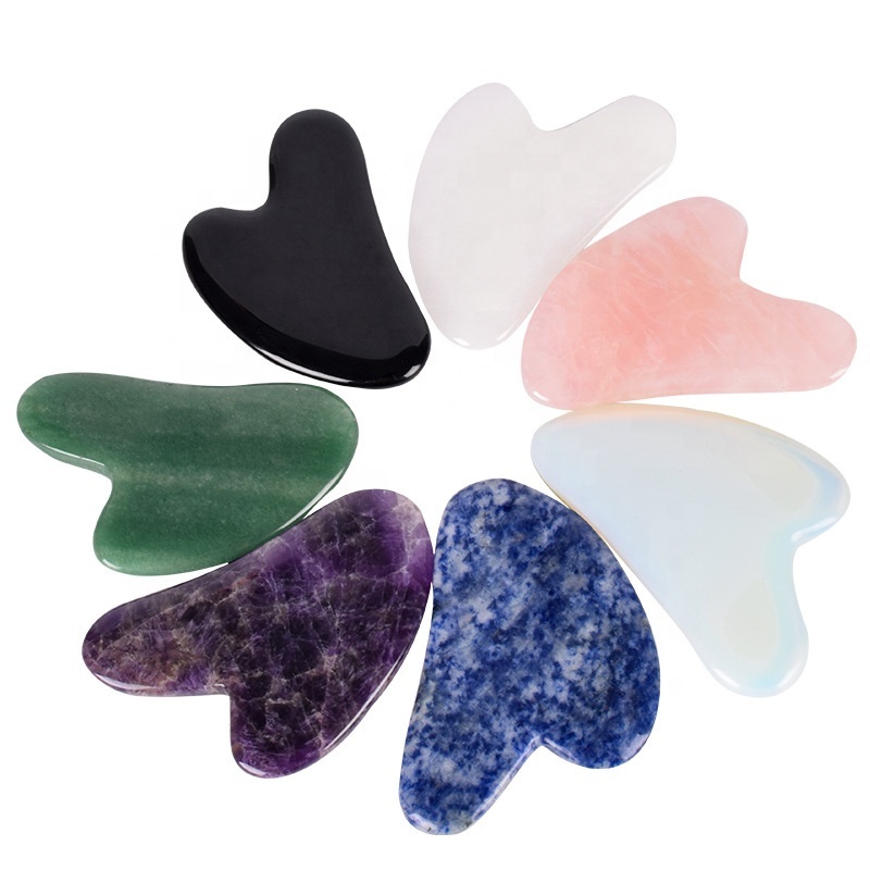 Natural Green Jade Stone Gua Sha Facial Customized Logo Face Body Massager Guasha Scraping Board For Anti Aging