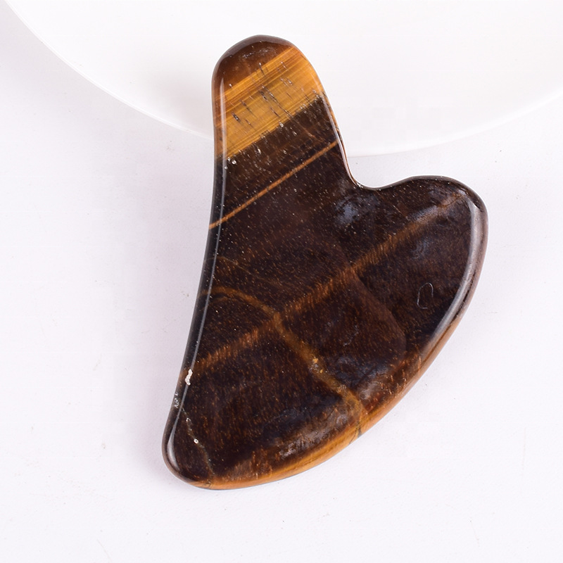 Brown Agate Quartz Jade Guasha Massager Scalp Tiger Eye Custom Large Gua Sha Tool For Facial Lifting Skin Care