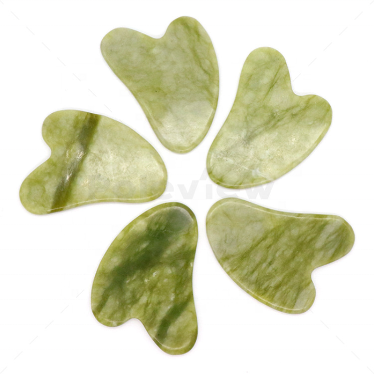 Natural Green Jade Stone Gua Sha Facial Customized Logo Face Body Massager Guasha Scraping Board For Anti Aging