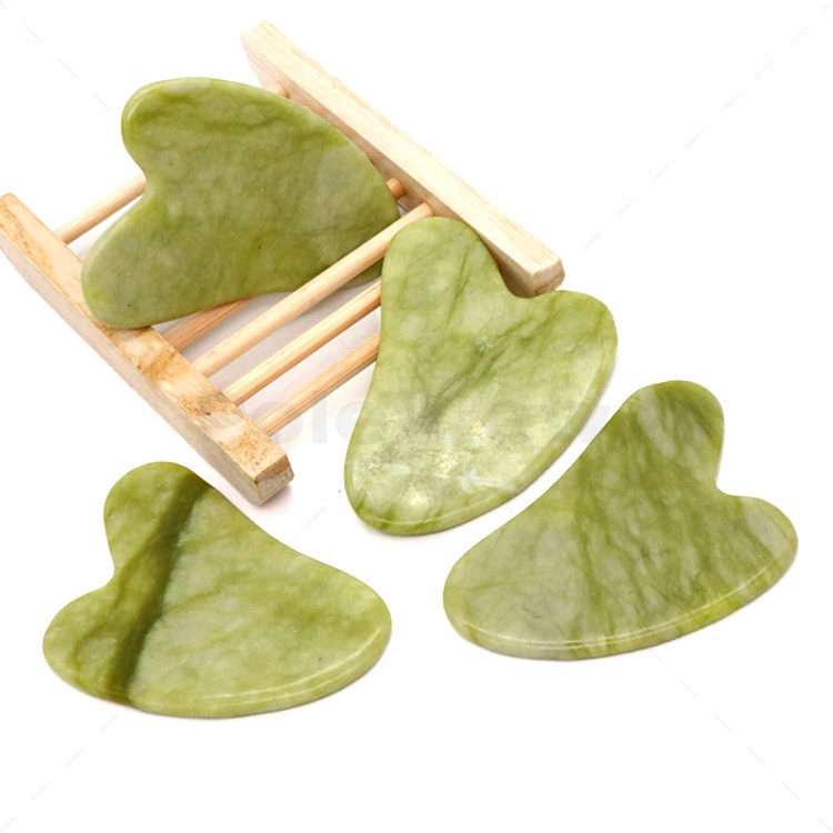 Natural Green Jade Stone Gua Sha Facial Customized Logo Face Body Massager Guasha Scraping Board For Anti Aging