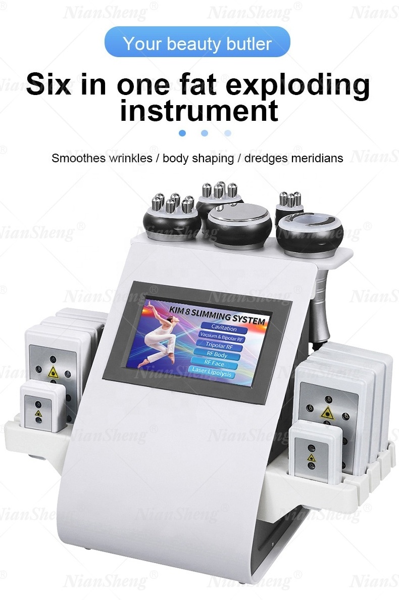 Freeshipping  6 in 1 40K Vacuum Cavitation System  Anti Cellulite RF Lipolaser Kim 8 Slim Slimming Machine