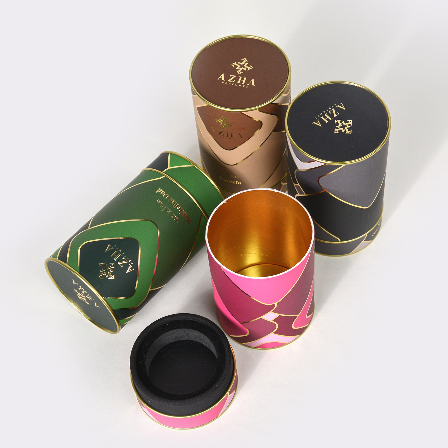 Wholesale Luxurious Round Tube Cylinder Paper Box Custom Logo Print Makeup Cosmetics Candles Wine Gift Packaging Perfume Box