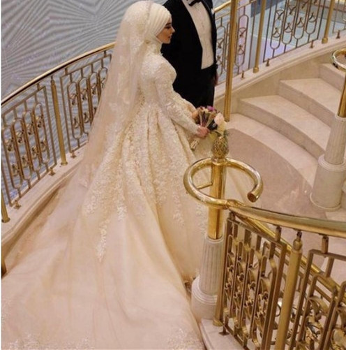 2021 Muslim Wedding Dress Bridal Gown With Hijab Dubai Wedding Gown Bridal Dress Bridal Gown Wedding Dresses