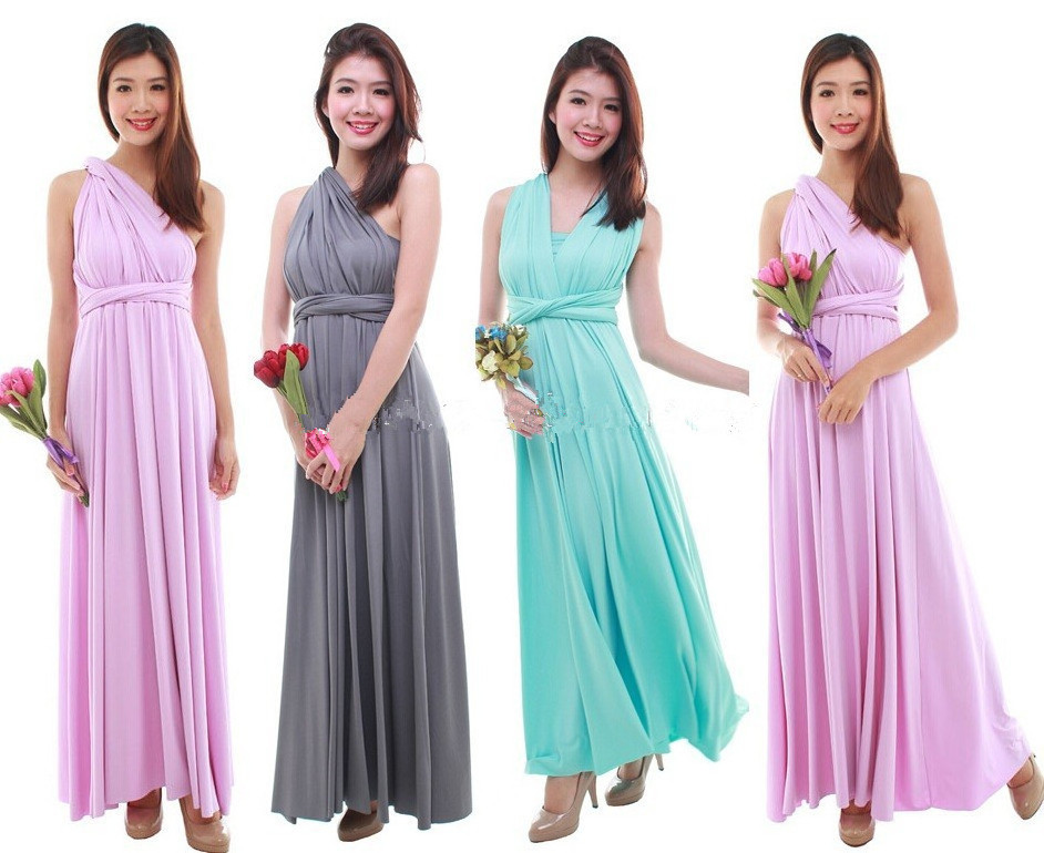 Colourful Bridesmaid Dresses Designs For Adult Women Fashion Multi Wear Convertible Dress Mixed Style Bridesmaid Gowns