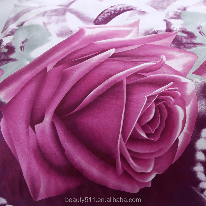 3d sets of environmentally friendly materials Europe United States standard pink purple rose pearl four sets bedding sheets