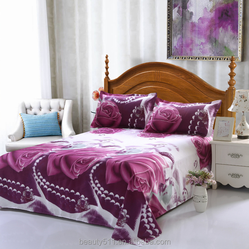 3d sets of environmentally friendly materials Europe United States standard pink purple rose pearl four sets bedding sheets