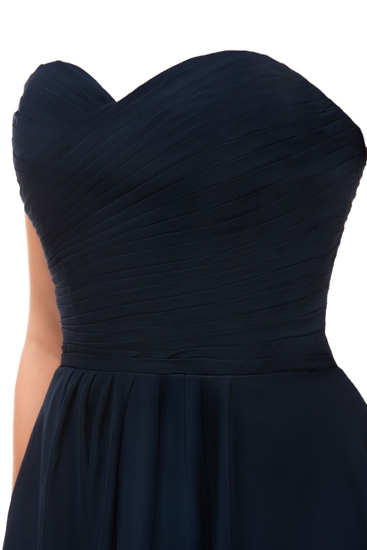 New Simple Sweetheart A Line Pleated Black Chiffon Short Cocktail Party Dresses