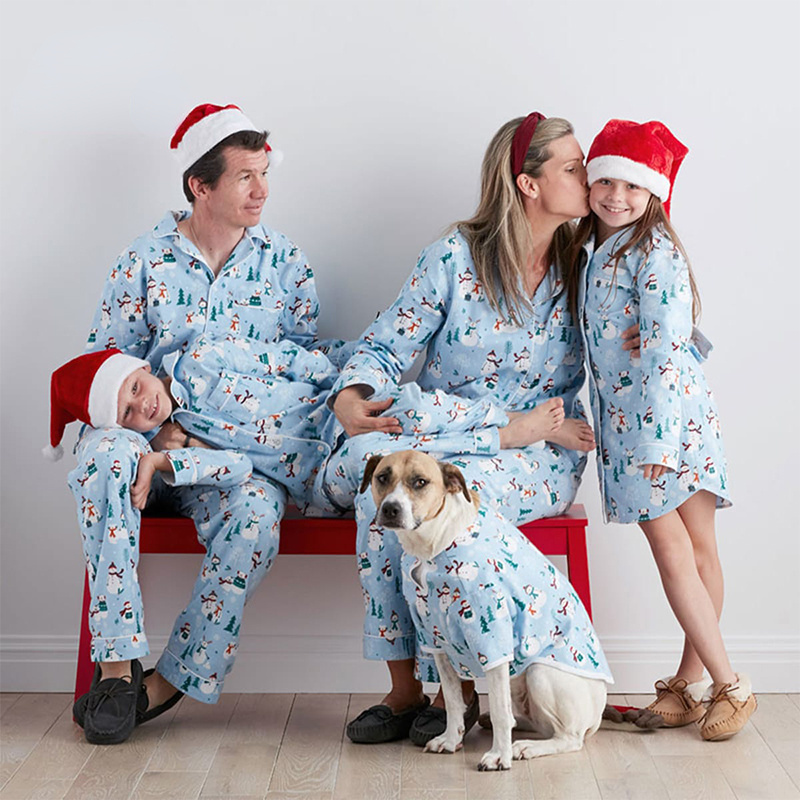 Custom100% Organic Cotton Family Dog Pyjamas Christmas Matching Family Pajamas Family Pajamas Matching Pet And Owner Pajamas