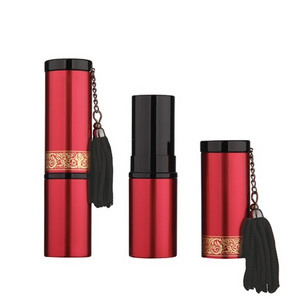 Luxury red aluminum lipstick container with tassels lipstick case for makeup