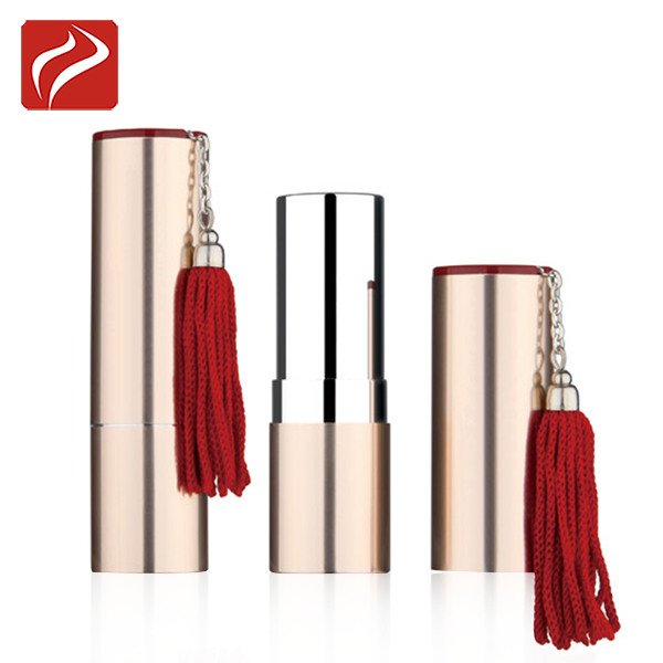 Luxury red aluminum lipstick container with tassels lipstick case for makeup