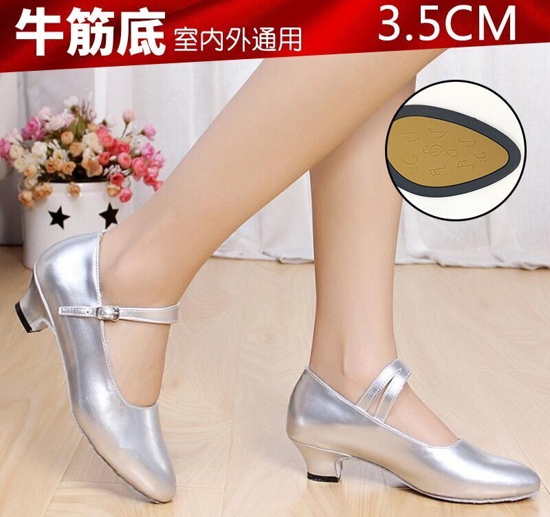 shuo women  5.5cm  and 3.5cm high heel  Latin dance sandals  woman cozy shiny gold silver black  dance shoes