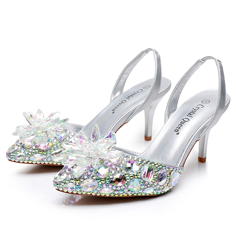 women 5cm  high  heel  crystal diamond bridal sandals woman gold  blue green  princess   party wedding shoes