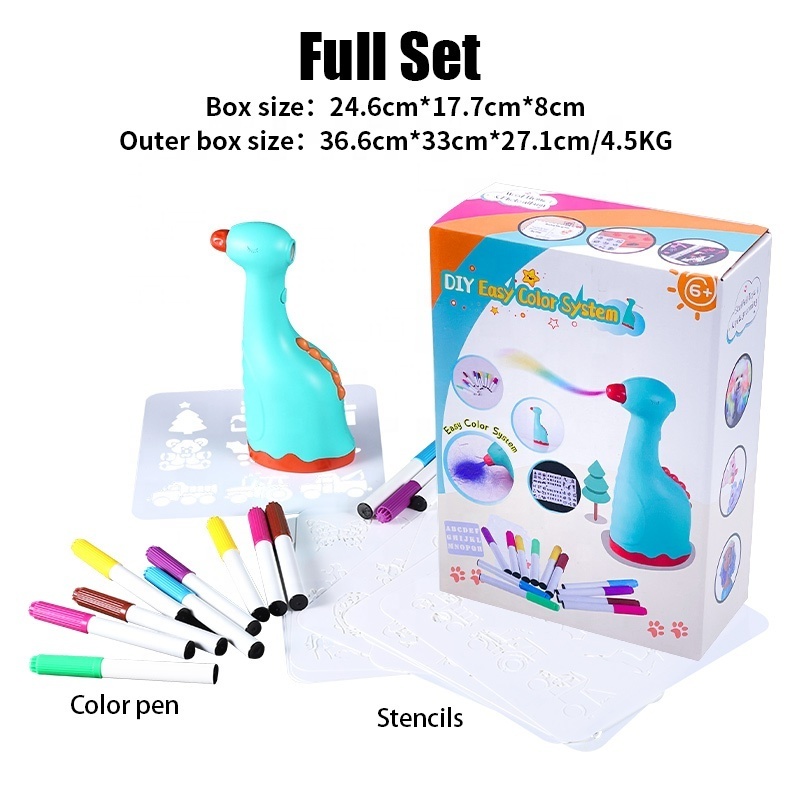 Popular Best Sell Craft Art Cards Hoodie Box DIY Air Marker Sprayer Washable Pet Grooming Children Toys Art Airbrush Blow Pens