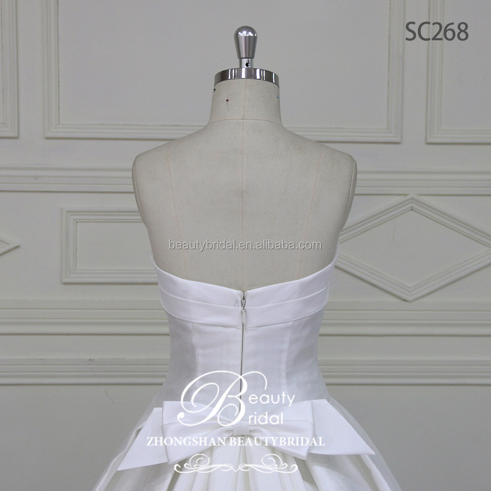 Newest design royal princess front short and back long wedding dress