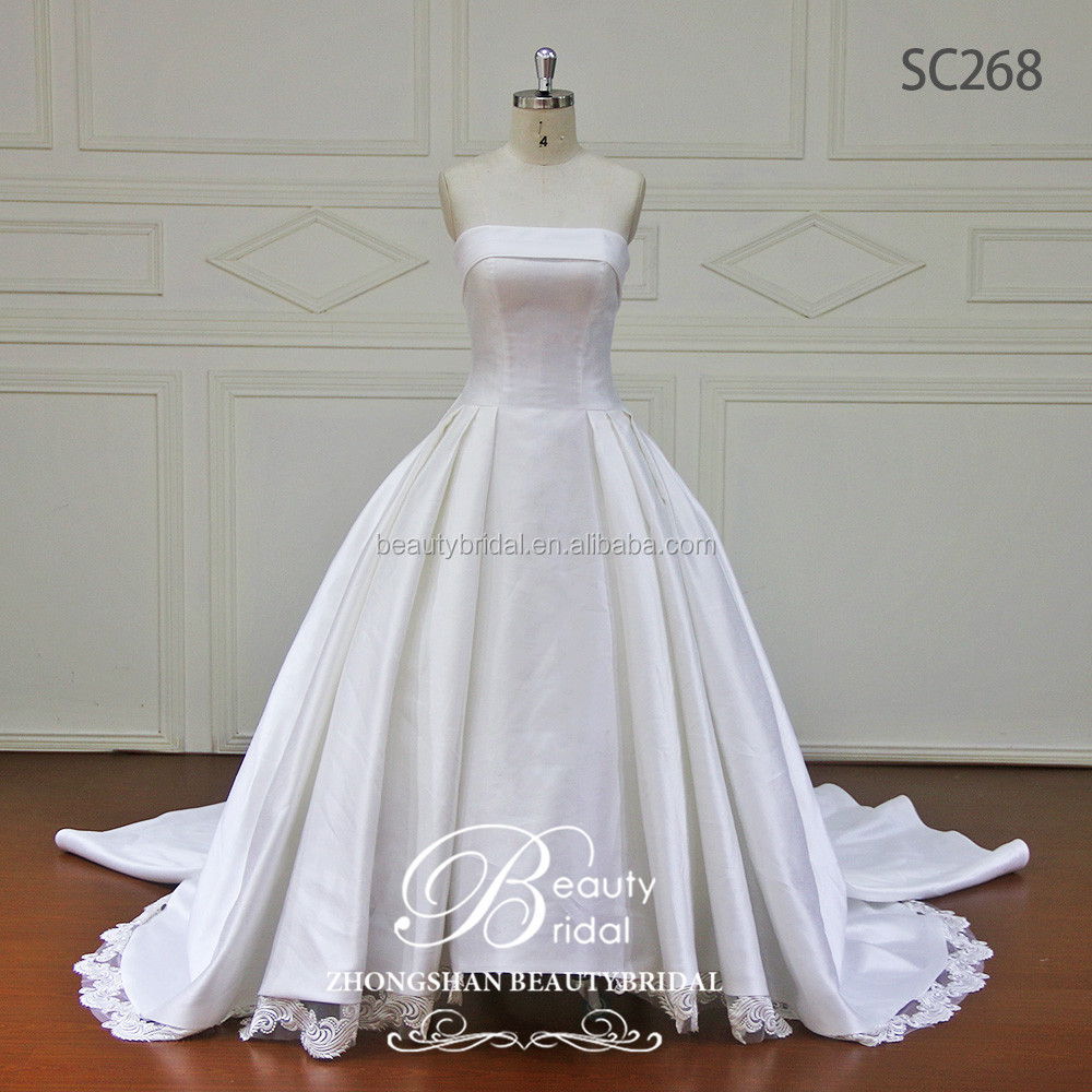 Newest design royal princess front short and back long wedding dress