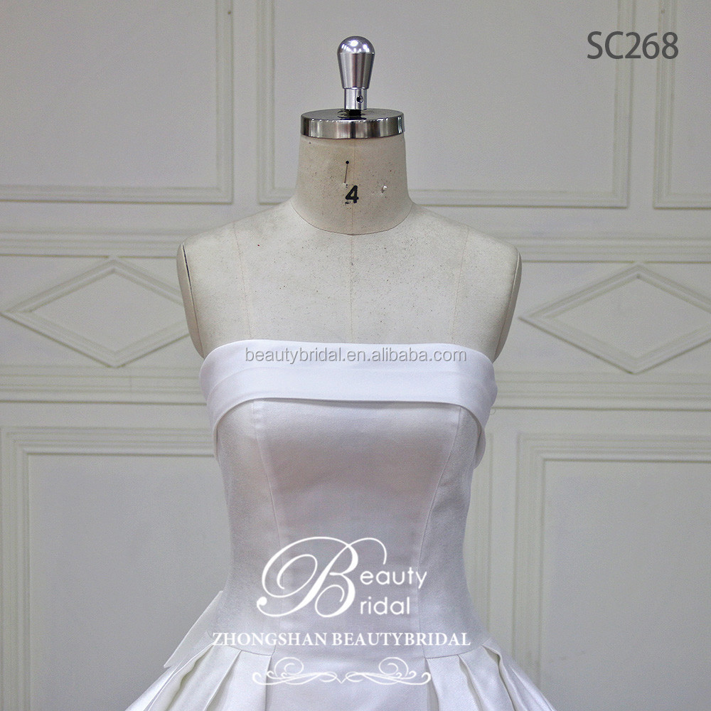 Newest design royal princess front short and back long wedding dress