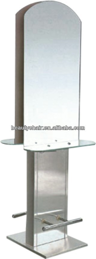 Stainless steel mirror station salon barber mirror station with chair