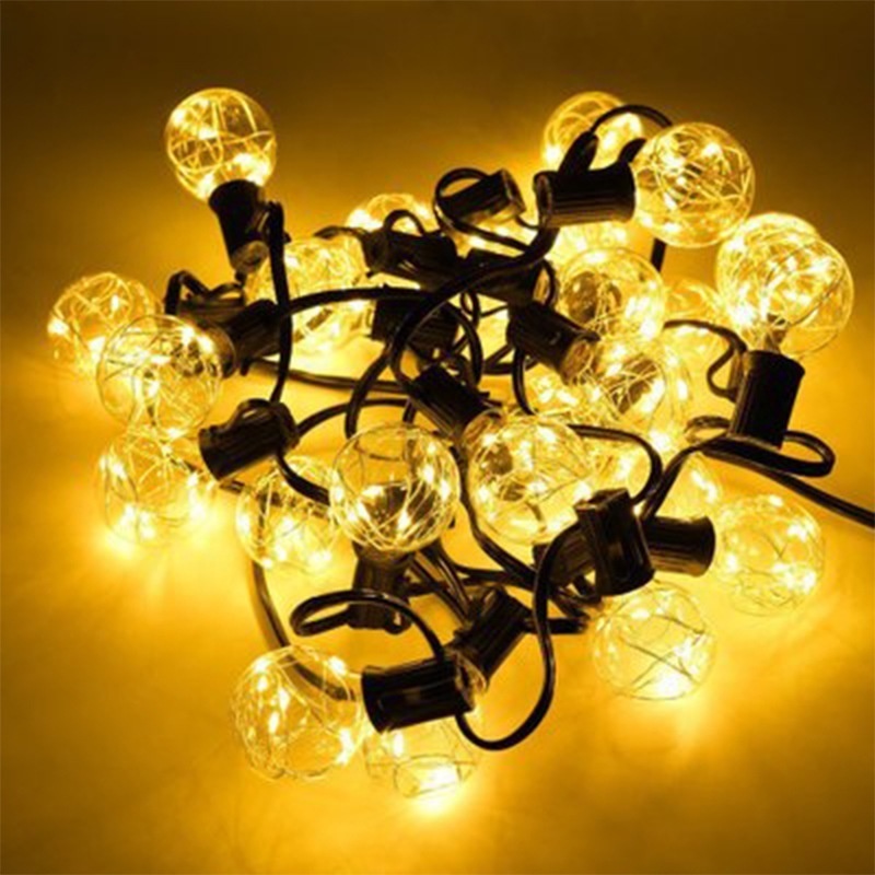 G40 Spherical Bulb Copper Wire Series Lamp 10 M 30 Bulbs for Outdoor Commercial Decoration Hook Garden Garden Lights LED PC 70