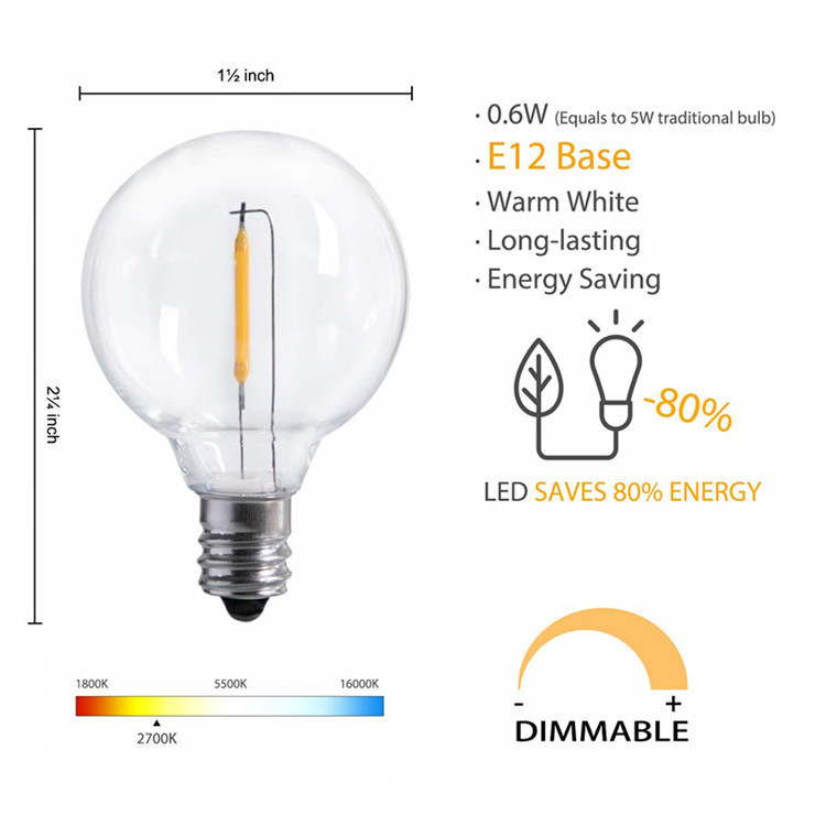 4W 220V Tubular Bulb Retro Tungsten Filament Incandescent Lamp Retro Filament Bulb E27 LED AC 60 E12 Bulb Lights 5W -20 - 40 0.5