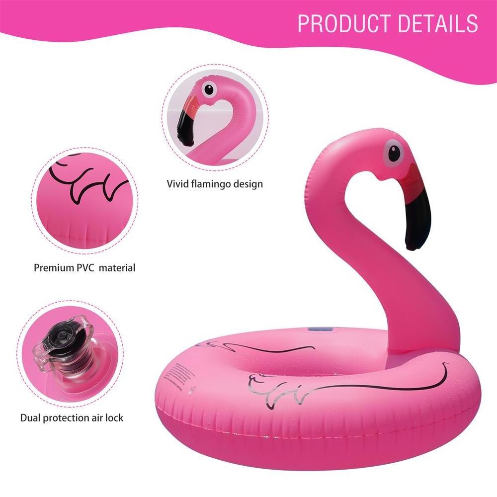 Inflatable Flamingo Pool Floats Solar Lights For Adults Pool Toys Party