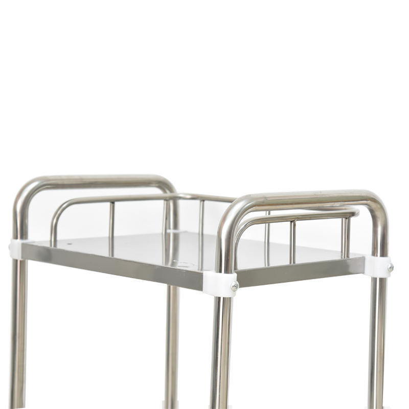 Medical Service Double Layer Stainless Steel Shelf Trolley Medical Utility Cart