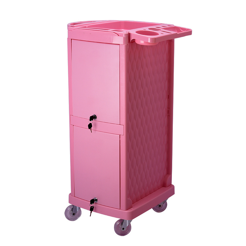 Modern Pink Salon Furniture Rolling Wheels Hairdressing Barber Used Cart Storage Trolley