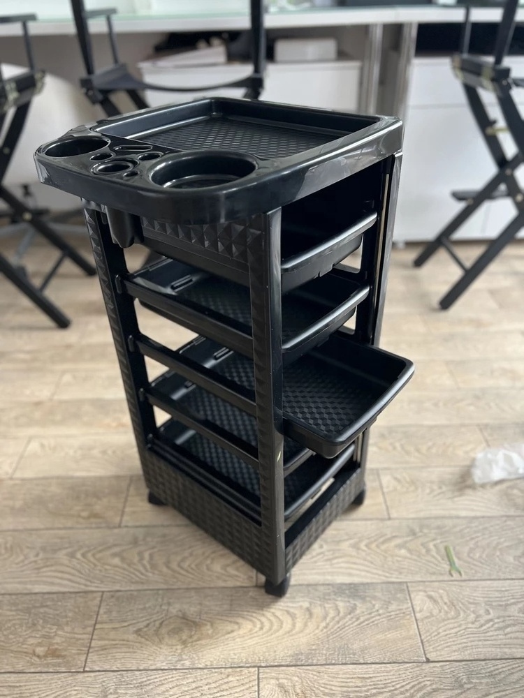 Hair Styling Salon Trolley Cart with Wheels and 4 Drawers Salon Rolling Cart for Hair Stylist, Hairdresser, Beauty, Tattoo