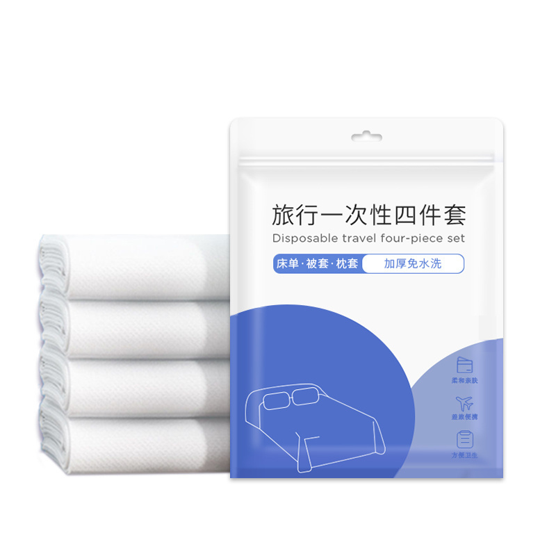 Wholesale Disposable Bed Sheets Cover Pillowcase Portable Size Travel SMS Non Woven Bedding Set for Hotel