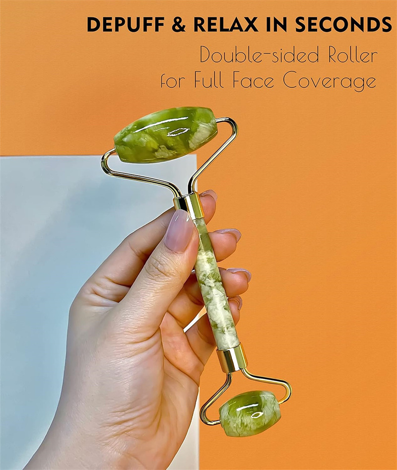 Gua Sha Facial Tool - Face Roller Natural Jade Roller for Face - Aging Wrinkles,Puffiness Facial Skin Care Product Massager