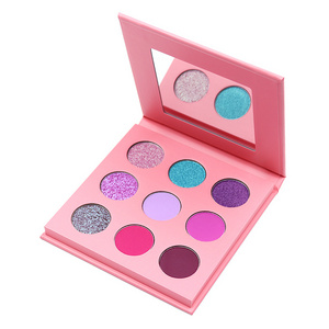 Pink Eyeshadow Palette New Trending Private Label 9 Colors Waterproof Luminous Eye Makeup Palette