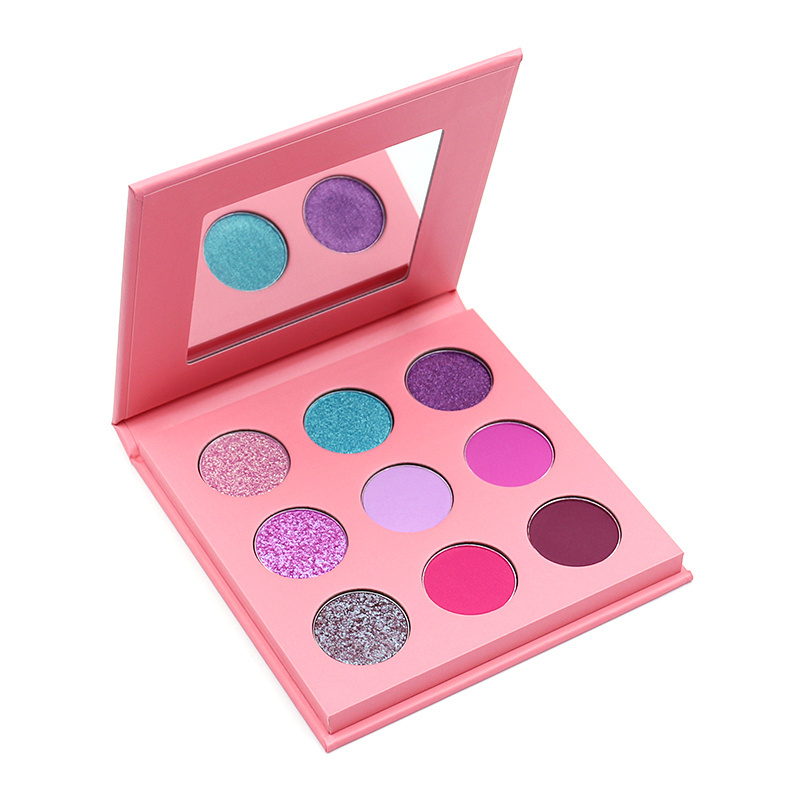 Pink Eyeshadow Palette New Trending Private Label 9 Colors Waterproof Luminous Eye Makeup Palette