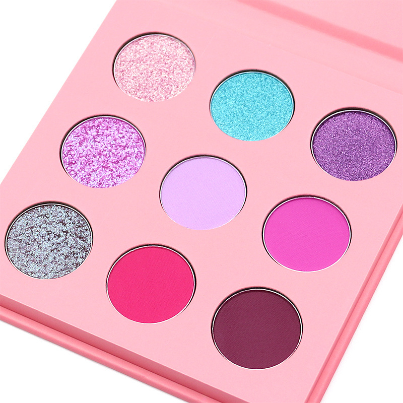 Pink Eyeshadow Palette New Trending Private Label 9 Colors Waterproof Luminous Eye Makeup Palette