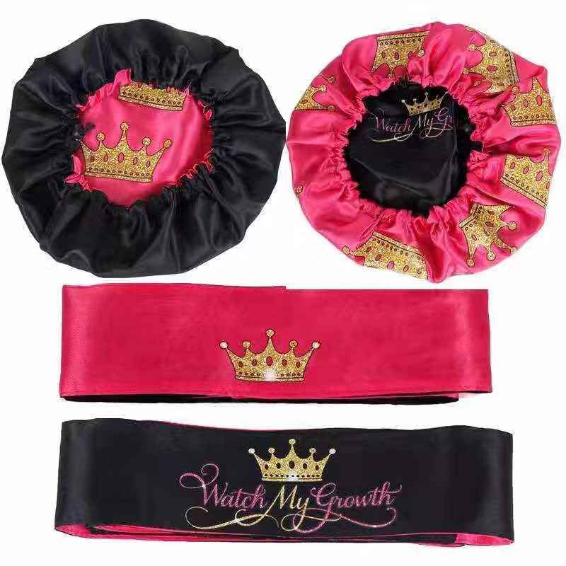 Best Selling Reversible Silk hair Bonnets with logo and satin hair wrap edge designer braid long bonnets mommy and me bonnet