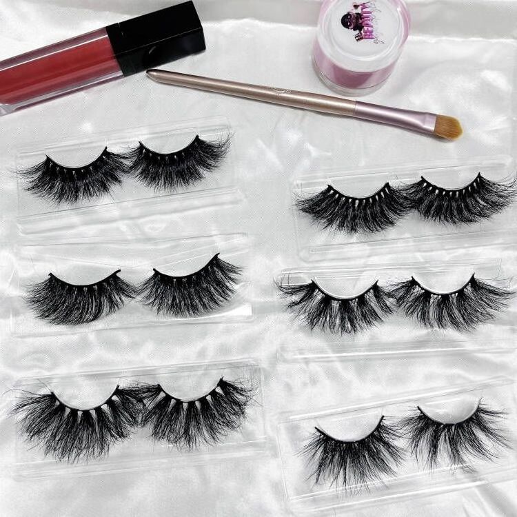 wholesale Natural lashes False 100% Real 3D Mink eyelash With Private Label handmade 25mm eyelashes factory directly custom logo