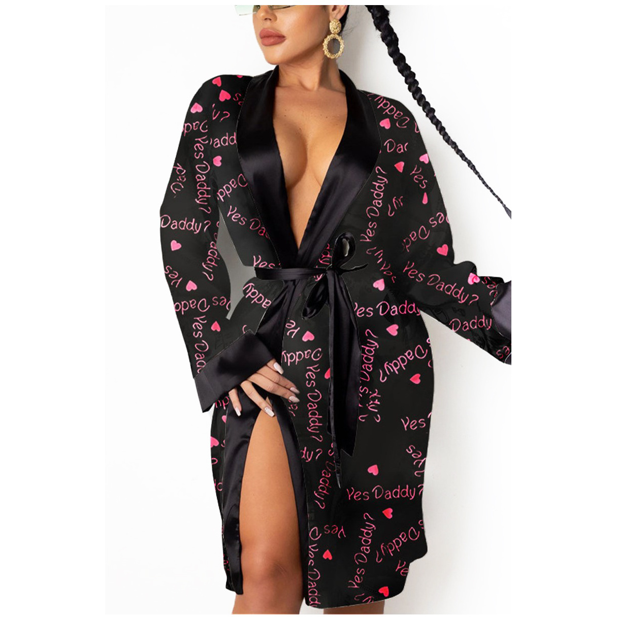 Factory Wholesale Custom Silk Satin Robes Women One Size Robes Sleeping Sets  Satin  Robes For women