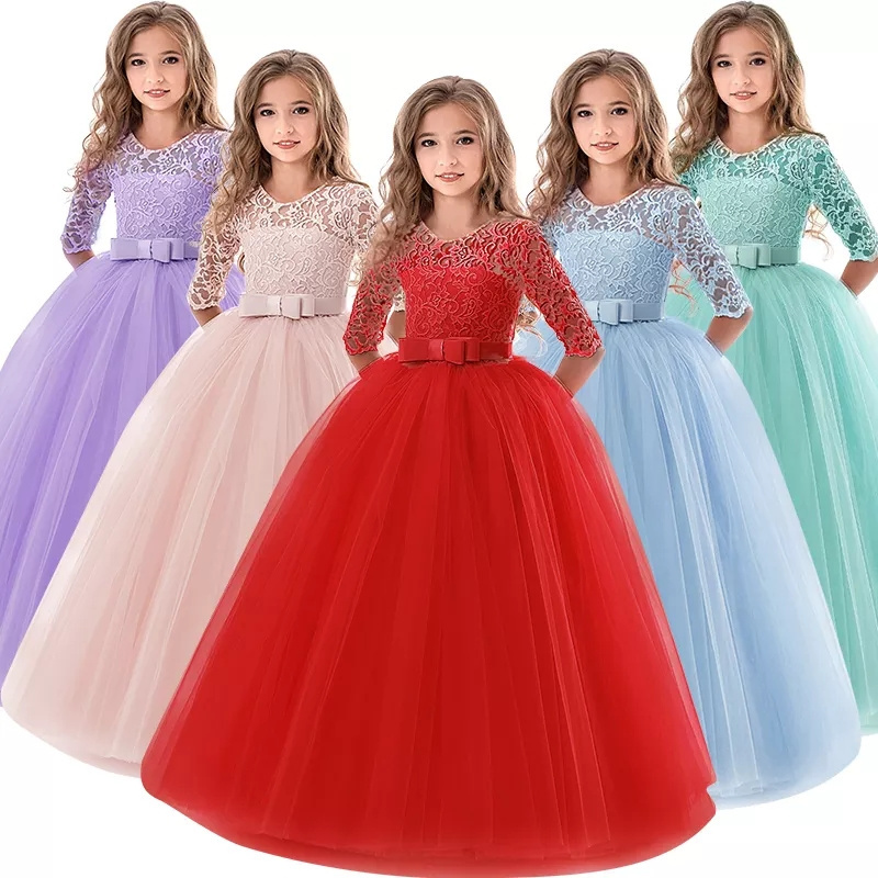 Red Flower Tulle Flower Princess Boutique Tutu Dresses For Little Girls Kids Party  kids christmas dress