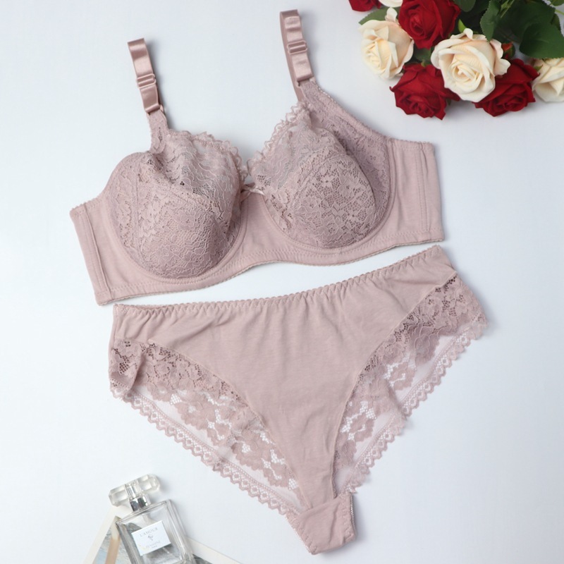 Fuyu Wholesale Solid Color Cotton Lady Lingerie Sets Womens Underwear Sets Sexy Lace Lingerie