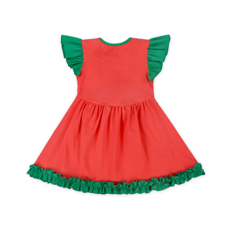 2023 New Western Girl Red And Green Patches Christmas Princess Casual Flower Dress  Infant Toddler Kids Clothing Baby Clothes