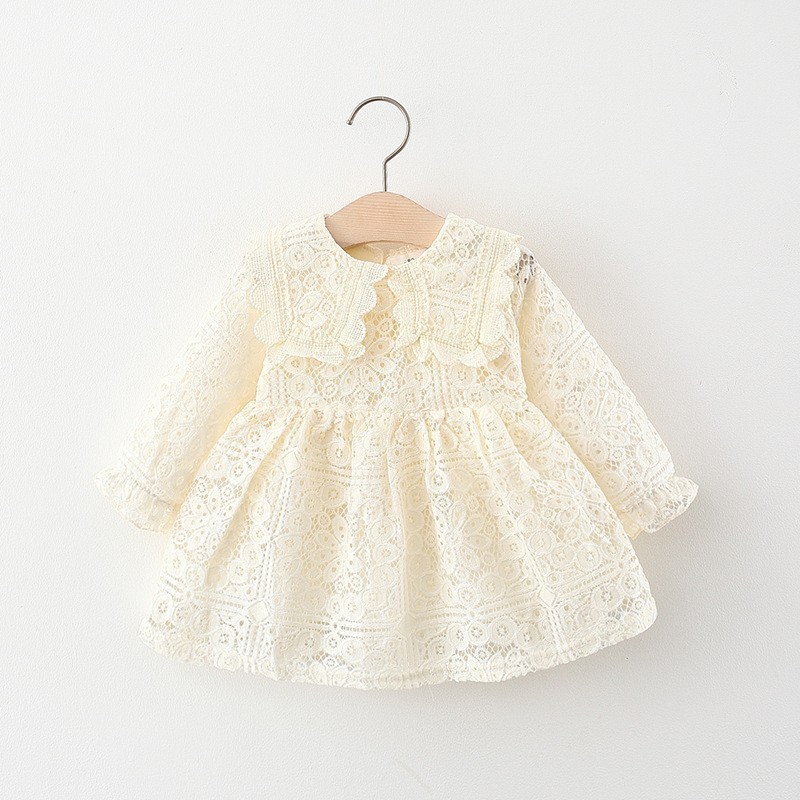 Fuyu Wholesale Children Kids Long Sleeve Lace Dress Boutique Toddler Baby Girl Dresses Formal