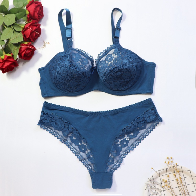 Fuyu Wholesale Solid Color Cotton Lady Lingerie Sets Womens Underwear Sets Sexy Lace Lingerie