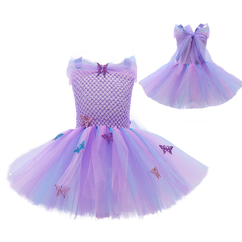 FuYu High Quality Butterfly Costume for Girls Tulle Dress with Butterfly Wings Mask Antenna Headband