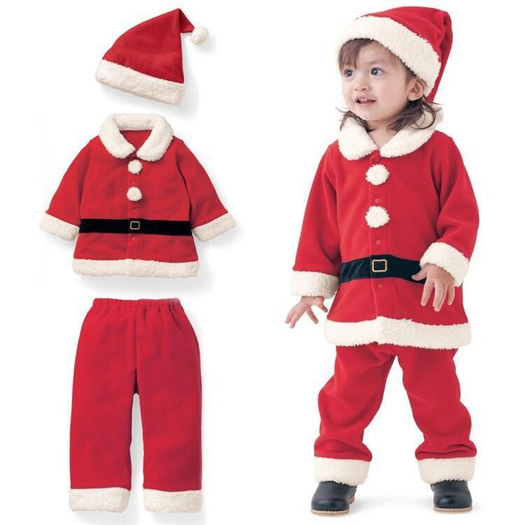 FuYu High Quality Baby Santa Costume Toddler Christmas Dress Up Clothes Outfit For Winter